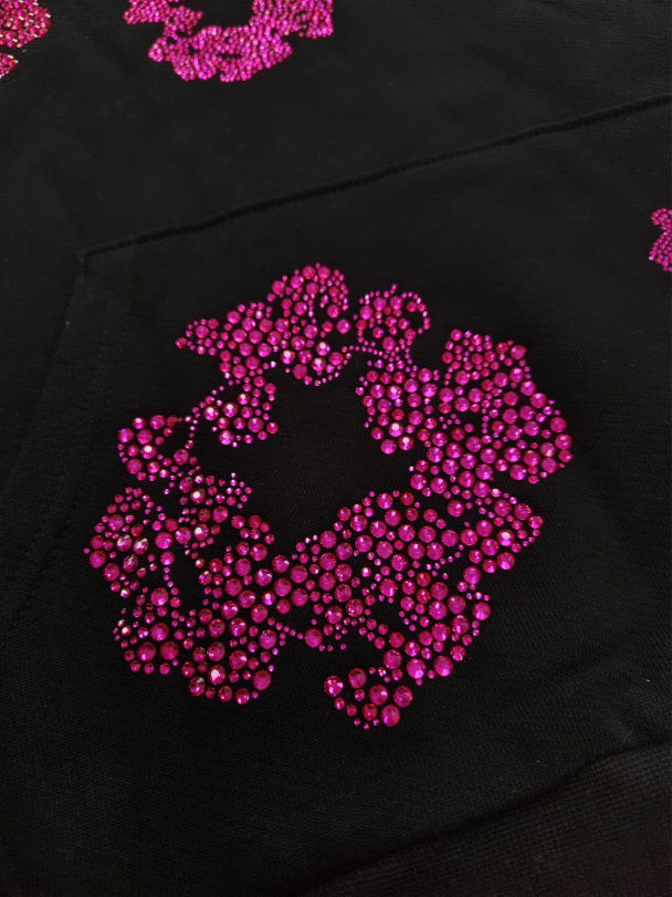 Black / Pink Crystals Denim Tears Hoodie