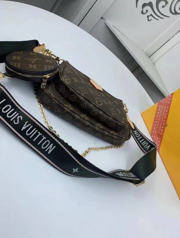 44818 LV Purse Black & Salmon Pink Strap
