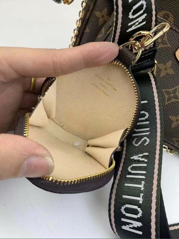 44818 LV Purse Black & Salmon Pink Strap
