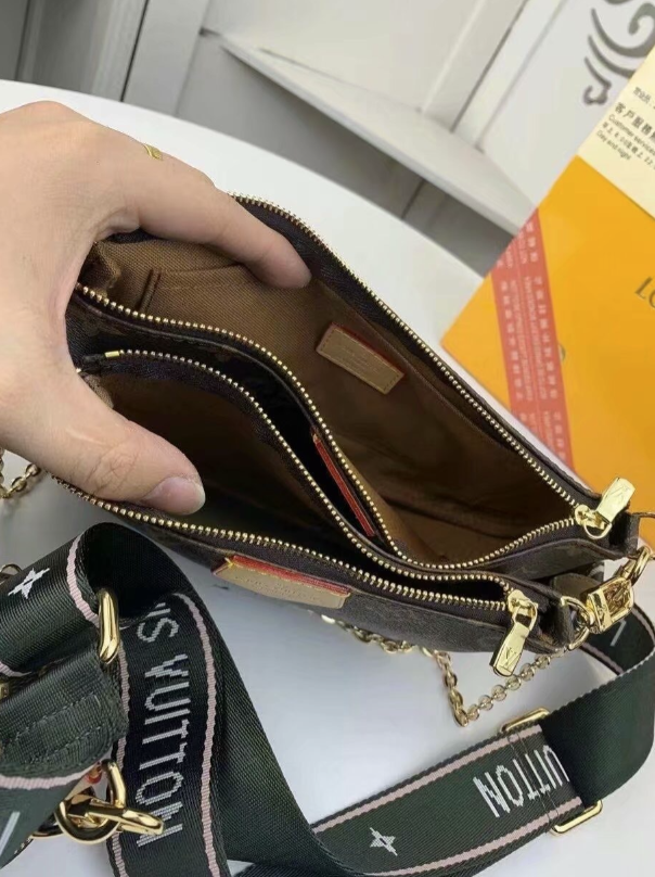 44818 LV Purse Black & Salmon Pink Strap