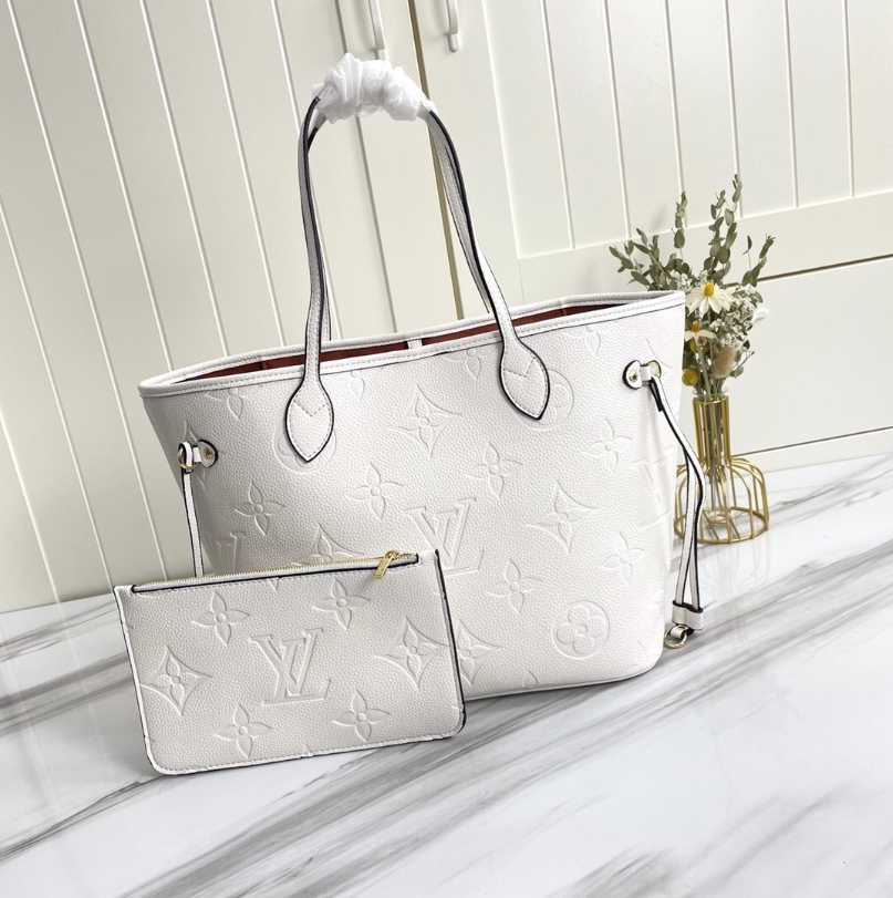 White Neverfull LV Purse