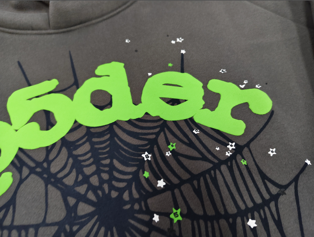 Grey/Green Sp5der Hoodie