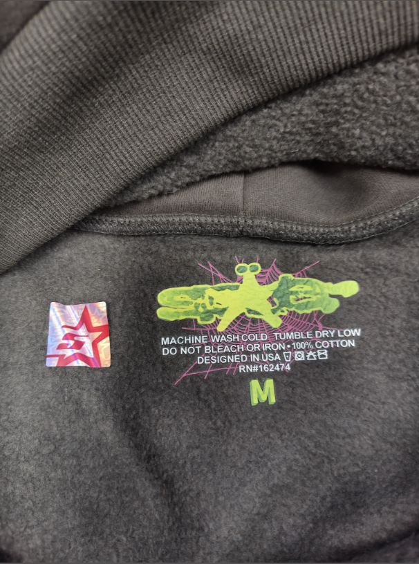 Grey/Green Sp5der Hoodie