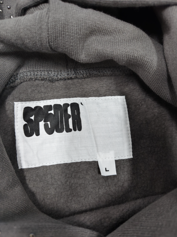 Grey/Black Rhinestone Sp5der Hoodie