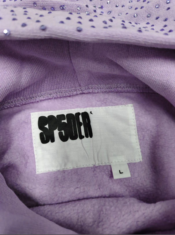 Light Purple Rhinestone Sp5der Hoodie