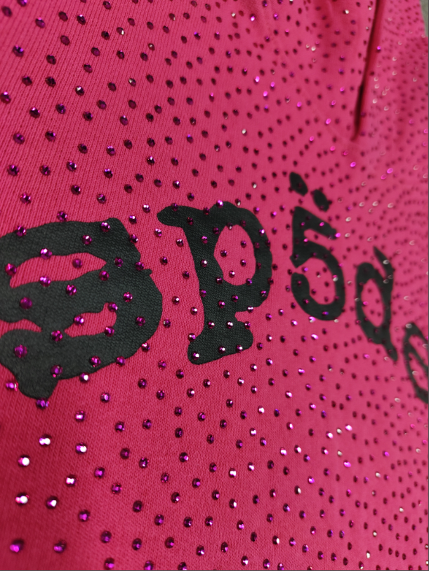 Hot Pink Rhinestone Sp5der Hoodie