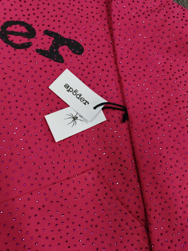 Hot Pink Rhinestone Sp5der Hoodie