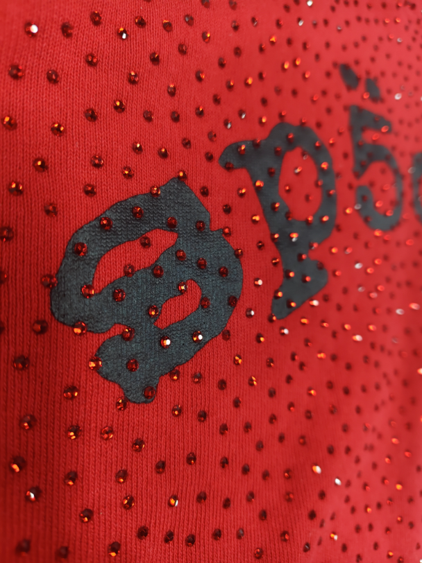 Red/Black Rhinestone Sp5der Hoodie