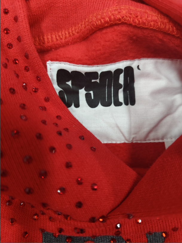 Red/Black Rhinestone Sp5der Hoodie