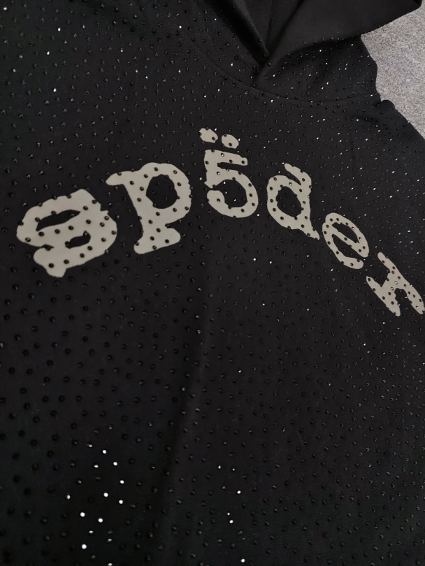 Black/White Rhinestone Sp5der Hoodie