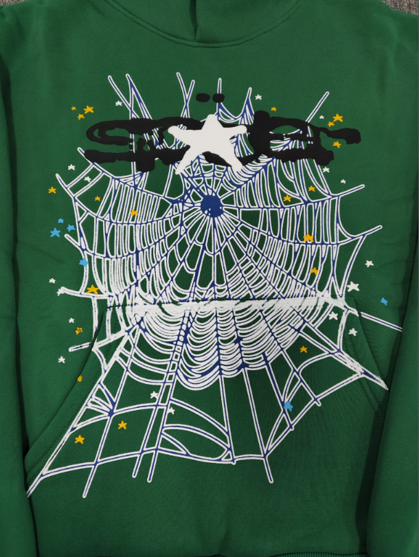 Green / Black Go Web Sp5der Hoodie