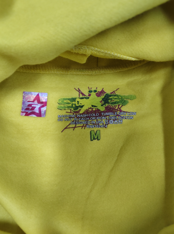 Yellow / Black Star Sp5der Hoodie