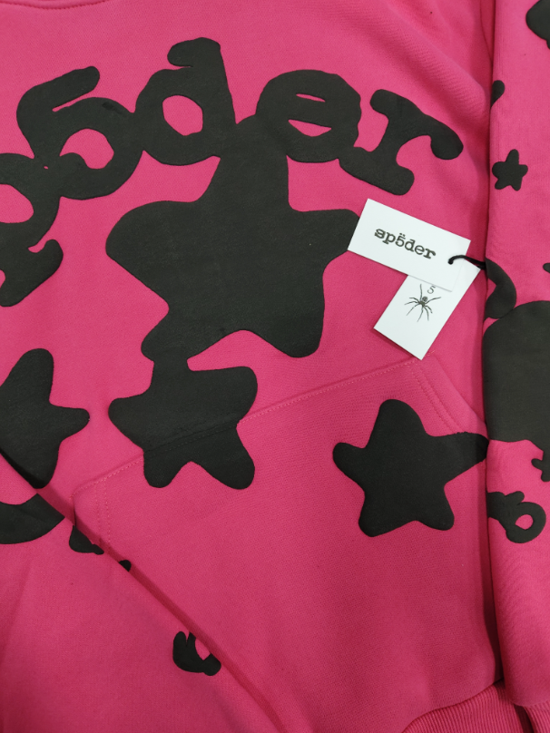 Hot Pink / Black Star Sp5der Hoodie