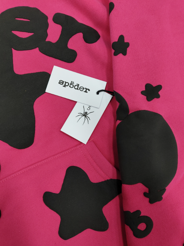 Hot Pink / Black Star Sp5der Hoodie