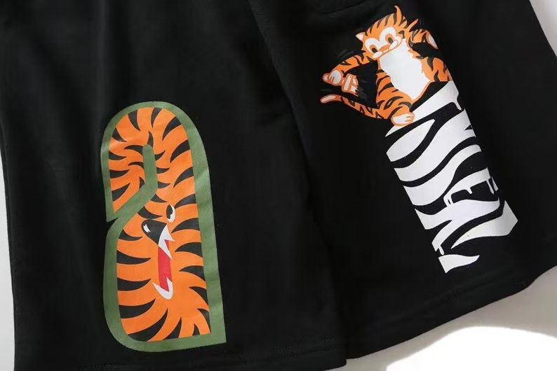 # Solid color tiger head Bape Brand Shorts